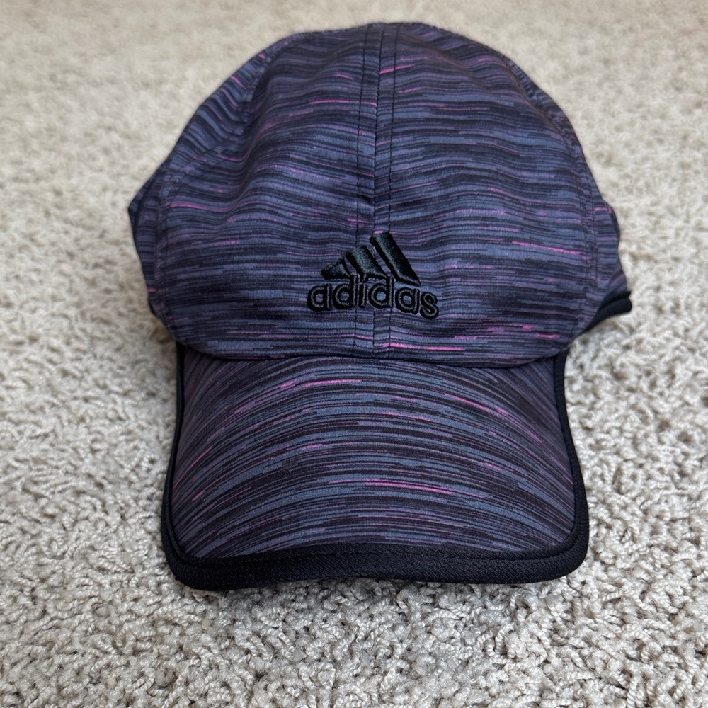 Adidas Climacool Adizero Hat Black Purple Striped Adjustable Run Cap OS